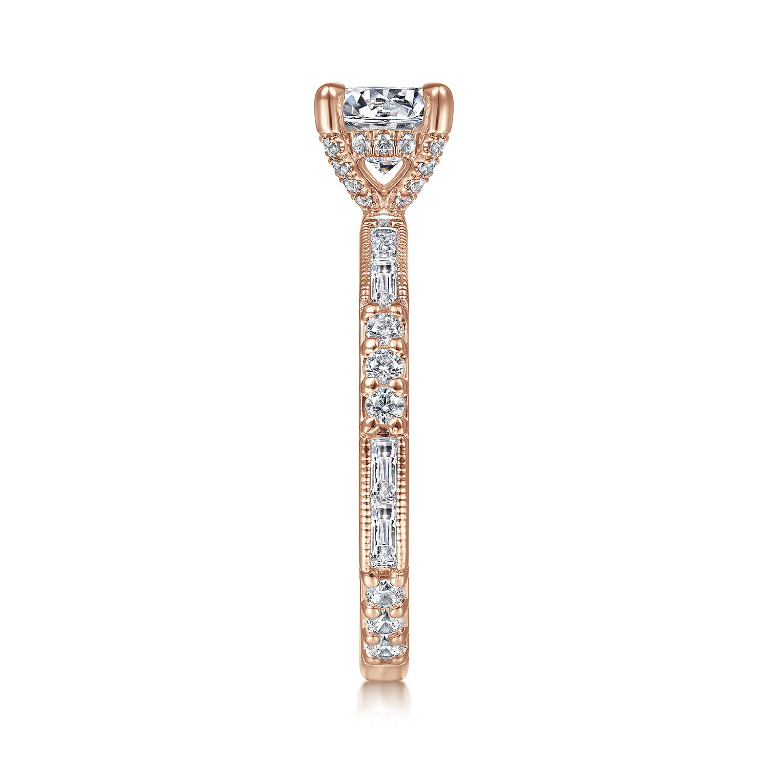 Luca - 14K Rose Gold Round Diamond Engagement Ring