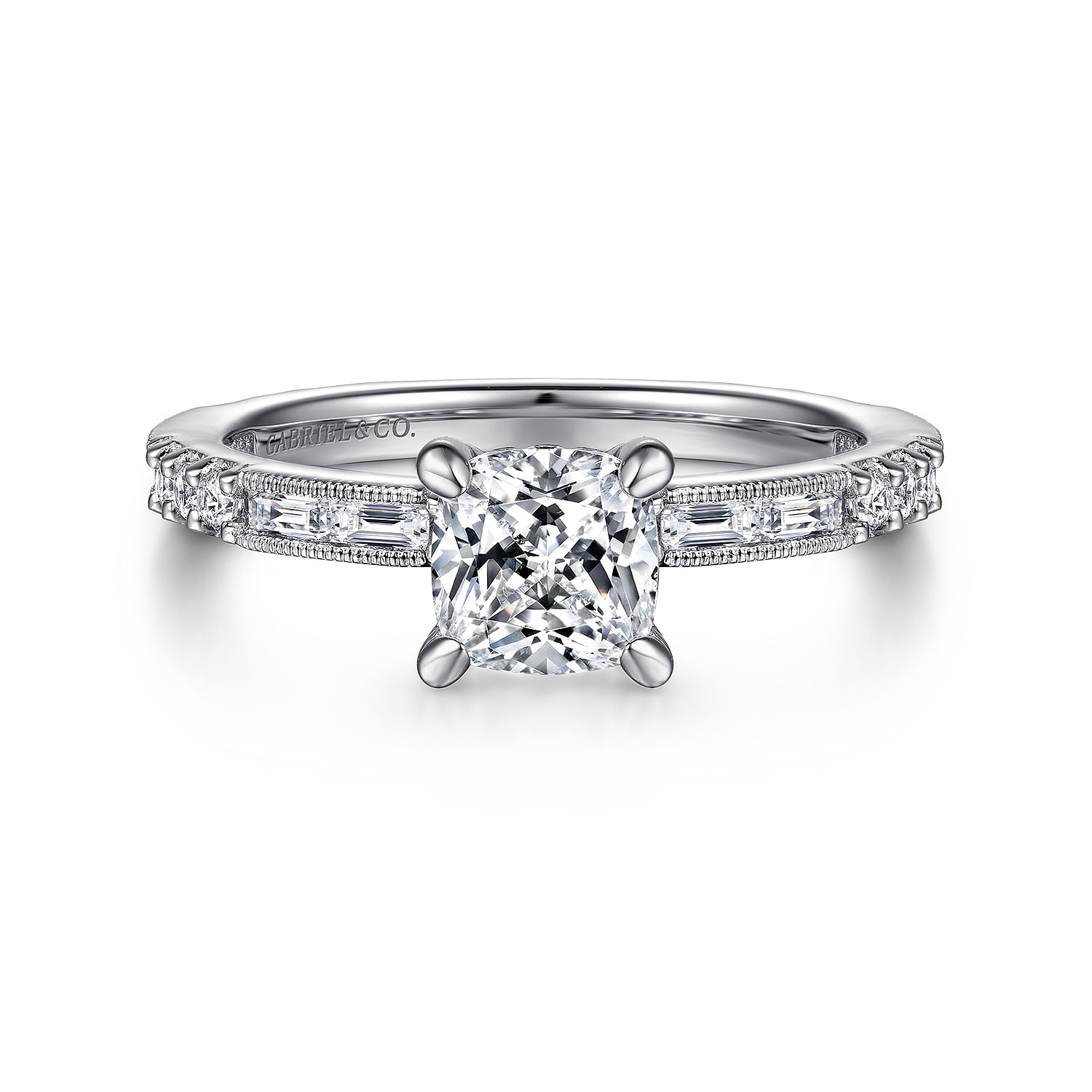 Luca - 14K White Gold Cushion Cut Diamond Engagement Ring
