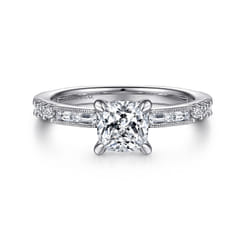 Luca - 14K White Gold Cushion Cut Diamond Engagement Ring