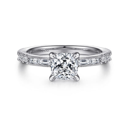 Luca - 14K White Gold Cushion Cut Diamond Engagement Ring