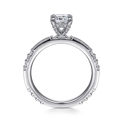 Luca - 14K White Gold Cushion Cut Diamond Engagement Ring
