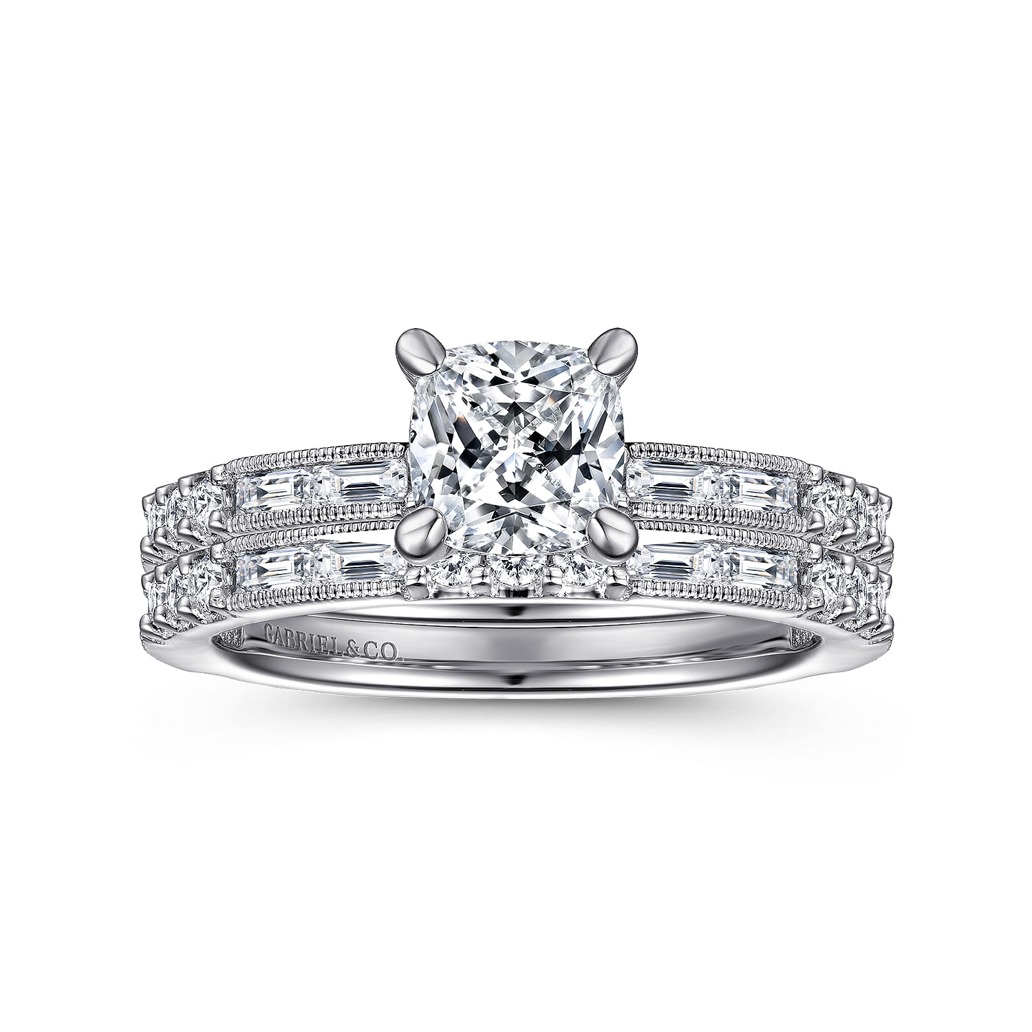 Luca - 14K White Gold Cushion Cut Diamond Engagement Ring