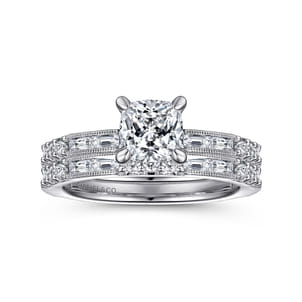 Luca - 14K White Gold Cushion Cut Diamond Engagement Ring