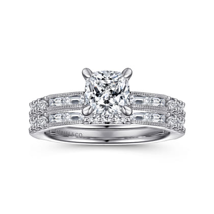 Luca - 14K White Gold Cushion Cut Diamond Engagement Ring