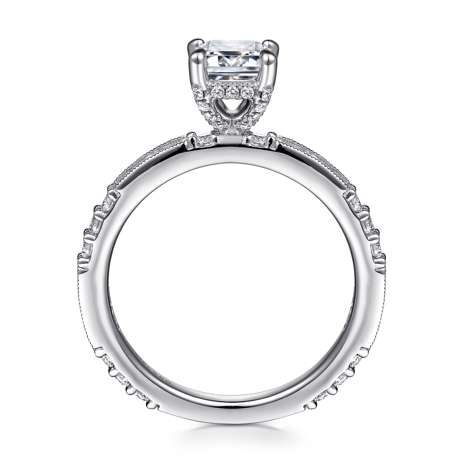 Luca - 14K White Gold Emerald Cut Diamond Engagement Ring