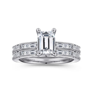Luca - 14K White Gold Emerald Cut Diamond Engagement Ring