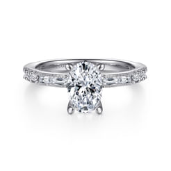 Luca - 14K White Gold Oval Diamond Engagement Ring