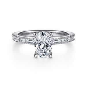 Luca - 14K White Gold Oval Diamond Engagement Ring