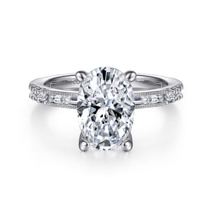 Luca - 14K White Gold Oval Diamond Engagement Ring