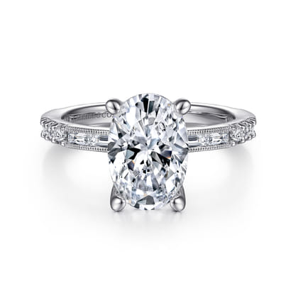 Luca - 14K White Gold Oval Diamond Engagement Ring