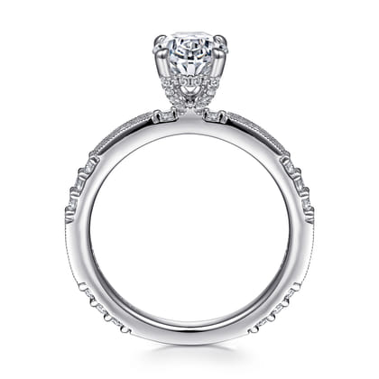 Luca - 14K White Gold Oval Diamond Engagement Ring