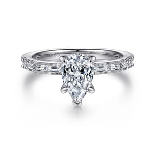 Luca - 14K White Gold Pear Shape Diamond Engagement Ring