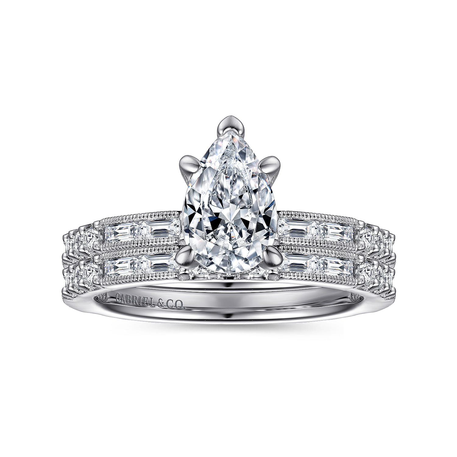 Luca - 14K White Gold Pear Shape Diamond Engagement Ring