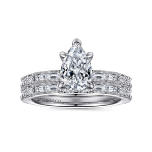 Luca - 14K White Gold Pear Shape Diamond Engagement Ring
