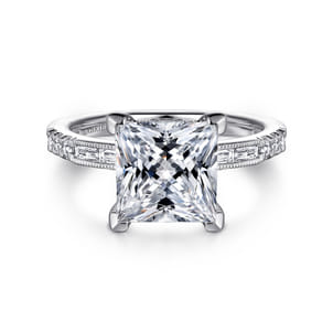 Luca - 14K White Gold Princess Cut Diamond Engagement Ring