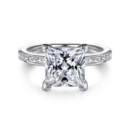 Luca - 14K White Gold Princess Cut Diamond Engagement Ring