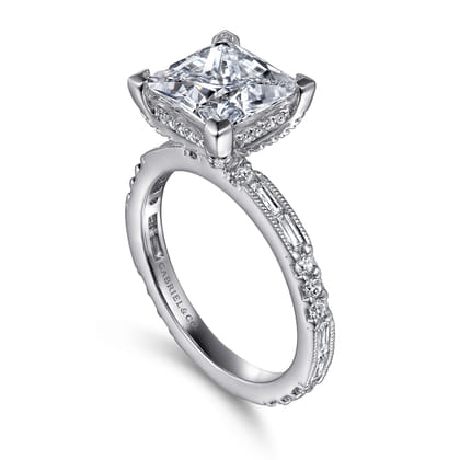 Luca - 14K White Gold Princess Cut Diamond Engagement Ring