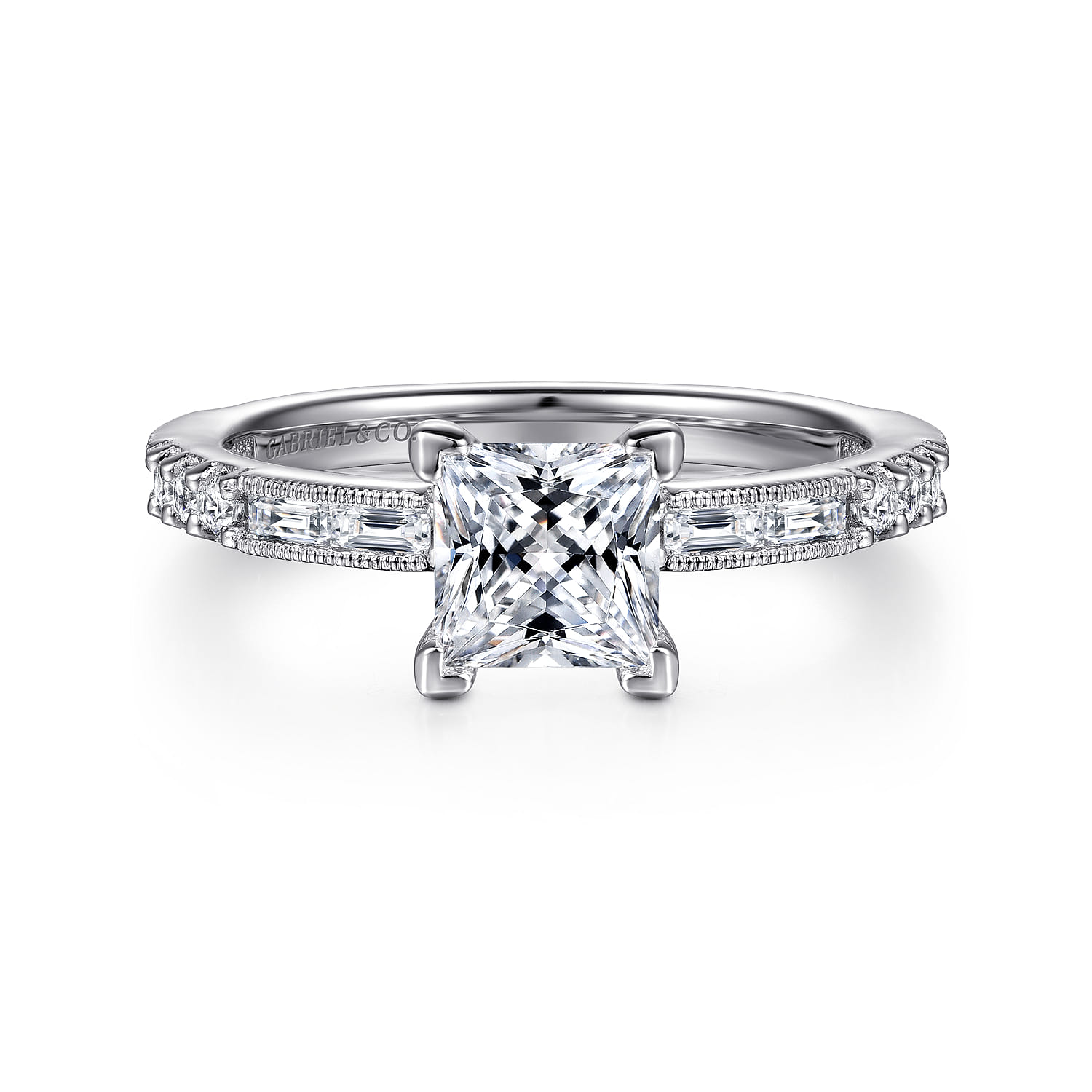 Luca - 14K White Gold Princess Cut Diamond Engagement Ring