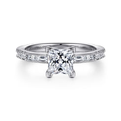 Luca - 14K White Gold Princess Cut Diamond Engagement Ring