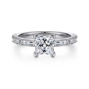 Luca - 14K White Gold Princess Cut Diamond Engagement Ring