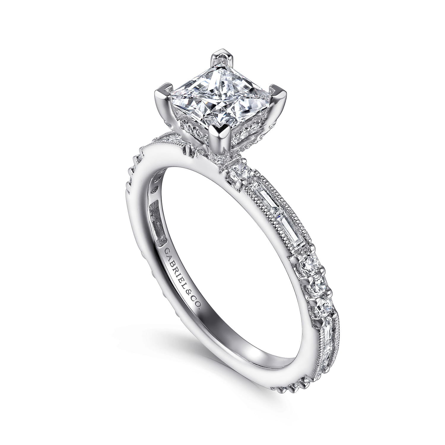 Luca - 14K White Gold Princess Cut Diamond Engagement Ring