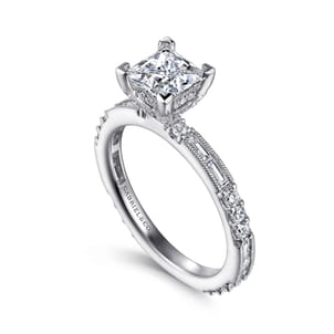 Luca - 14K White Gold Princess Cut Diamond Engagement Ring