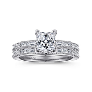 Luca - 14K White Gold Princess Cut Diamond Engagement Ring