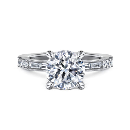Luca - 14K White Gold Round Diamond Channel Set Engagement Ring