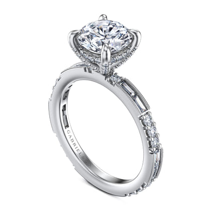 Luca - 14K White Gold Round Diamond Channel Set Engagement Ring