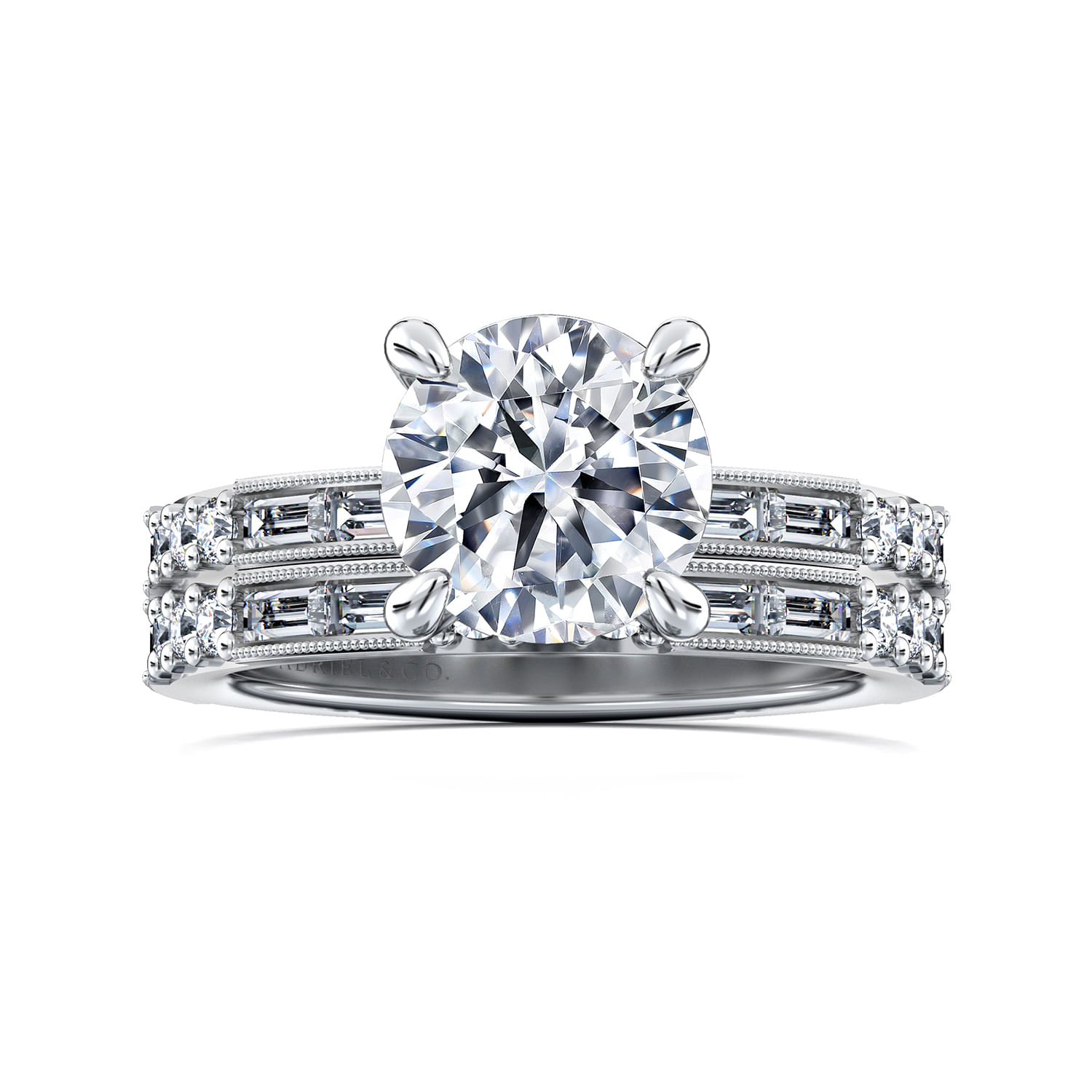 Luca - 14K White Gold Round Diamond Channel Set Engagement Ring