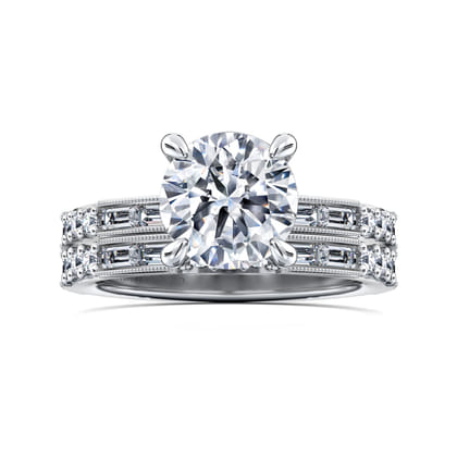 Luca - 14K White Gold Round Diamond Channel Set Engagement Ring