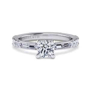 Luca - 14K White Gold Round Diamond Engagement Ring