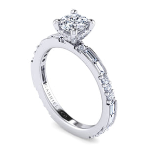 Luca - 14K White Gold Round Diamond Engagement Ring