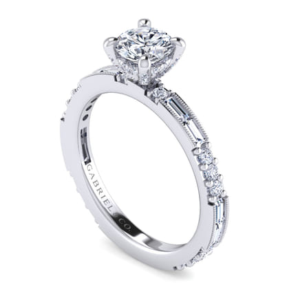 Luca - 14K White Gold Round Diamond Engagement Ring