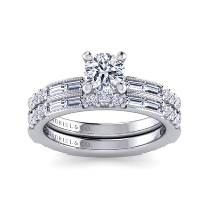 Luca - 14K White Gold Round Diamond Engagement Ring