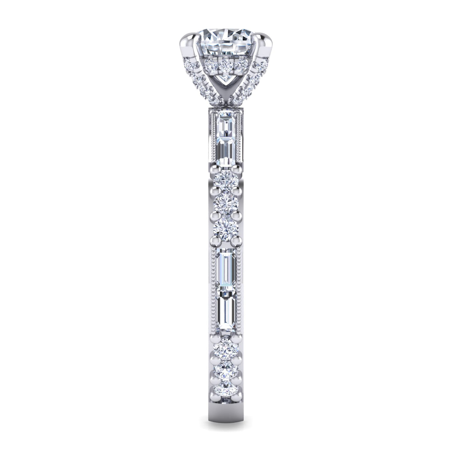 Luca - 14K White Gold Round Diamond Engagement Ring