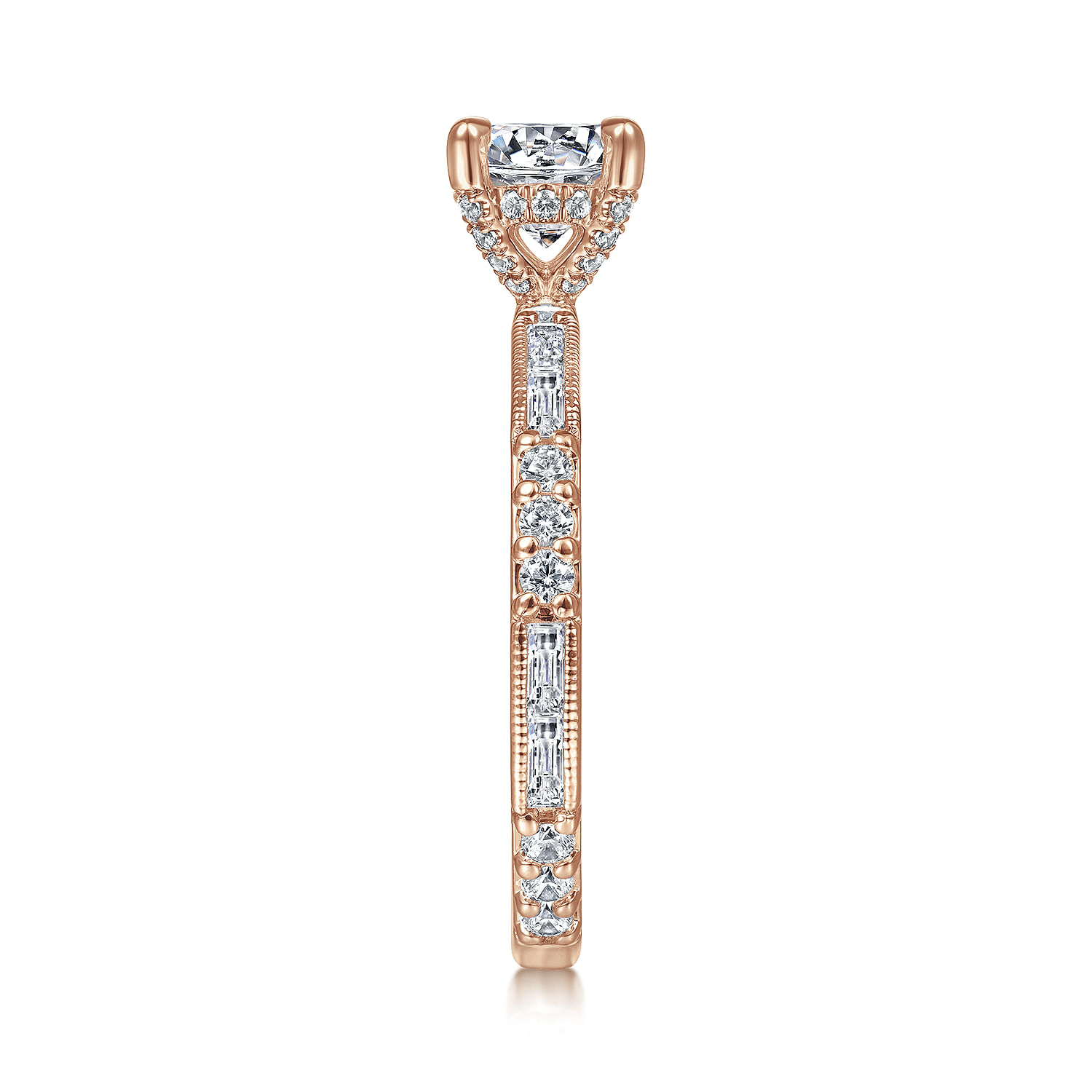 Luca - Art Deco 14K Rose Gold Round Diamond Engagement Ring