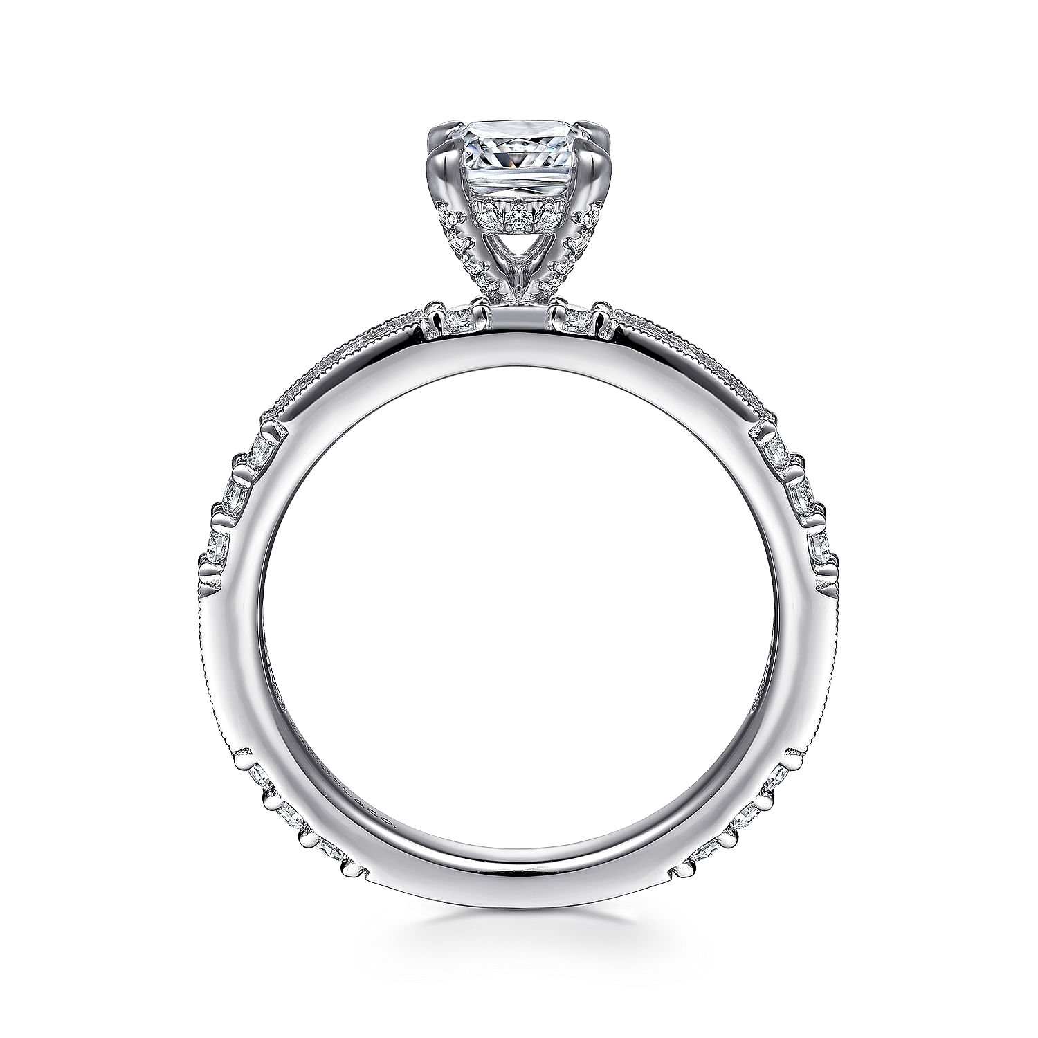 Luca - Art Deco 14K White Gold Cushion Cut Diamond Engagement Ring