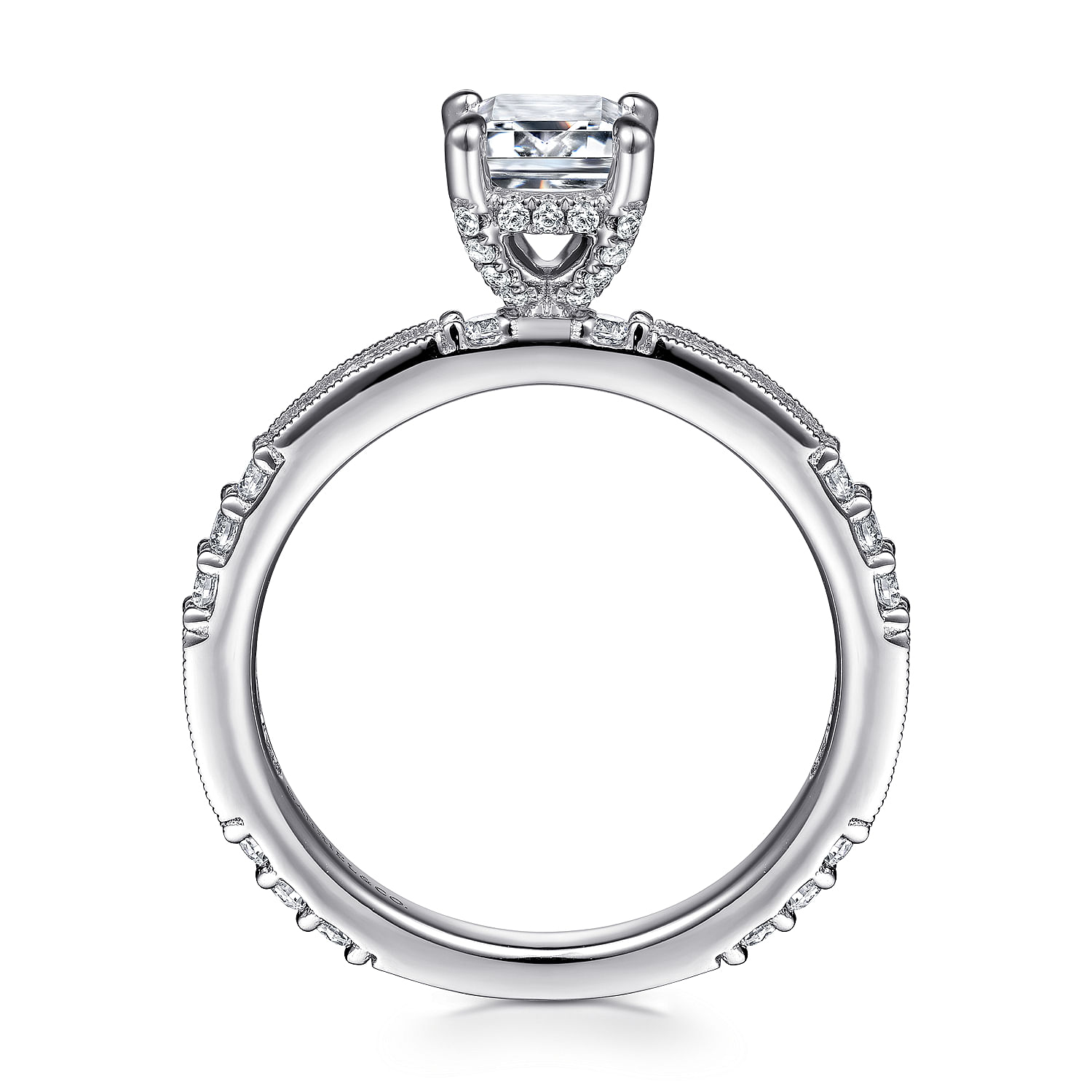 Luca - Art Deco 14K White Gold Emerald Cut Diamond Engagement Ring