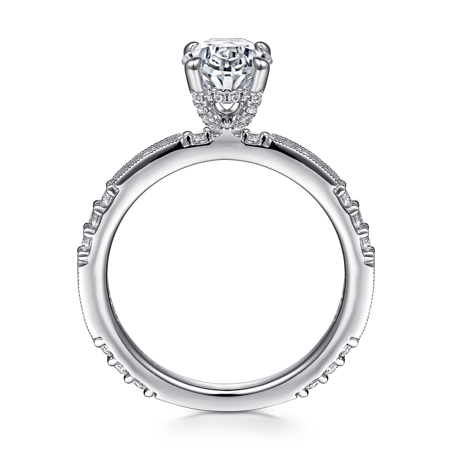 Luca - Art Deco 14K White Gold Oval Diamond Engagement Ring