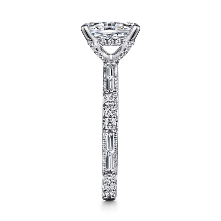 Luca - Art Deco 14K White Gold Oval Diamond Engagement Ring