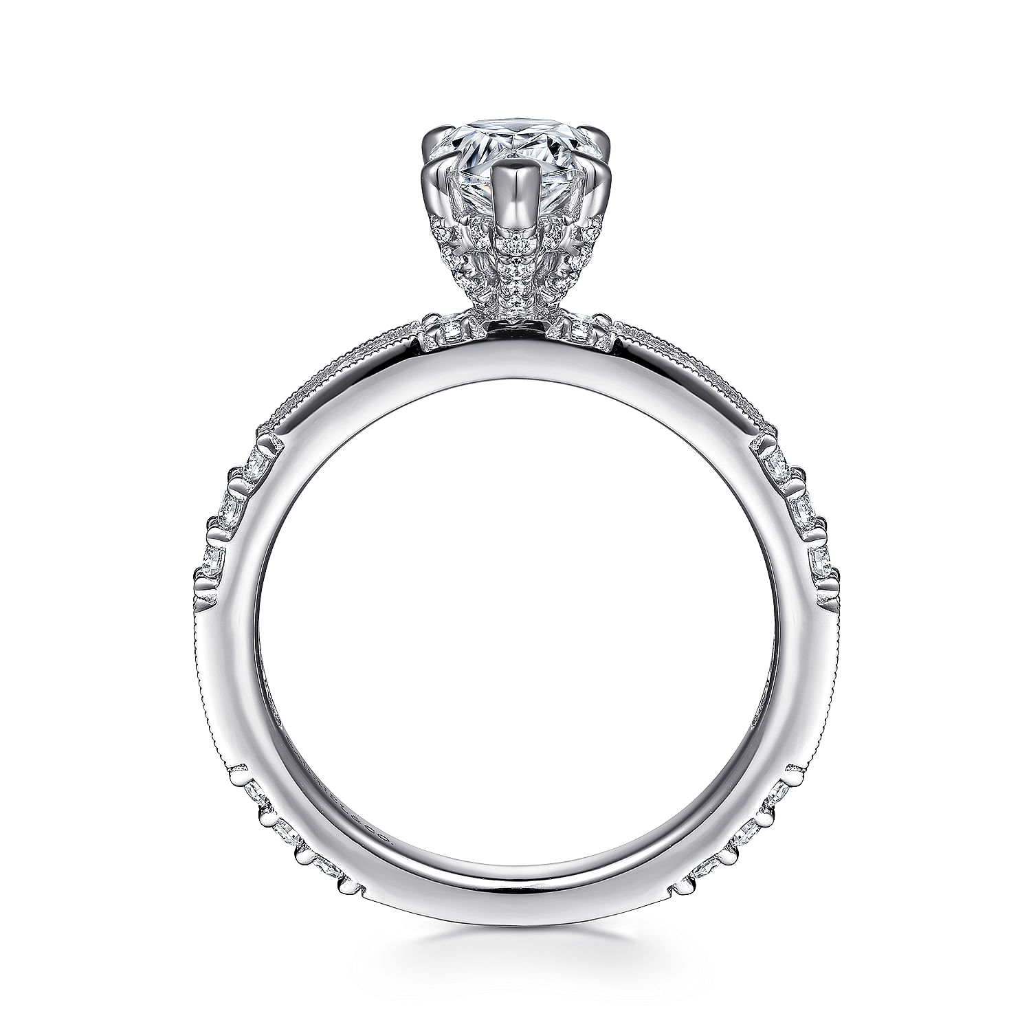 Luca - Art Deco 14K White Gold Pear Shape Diamond Engagement Ring