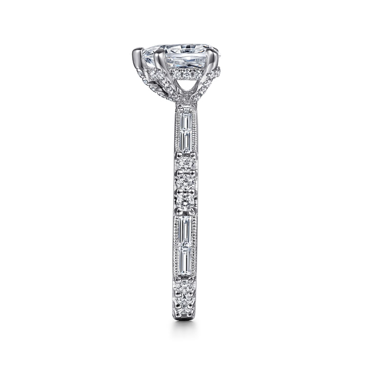Luca - Art Deco 14K White Gold Pear Shape Diamond Engagement Ring