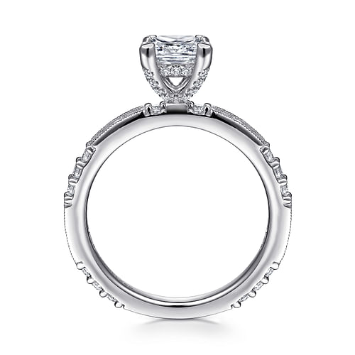 Luca - Art Deco 14K White Gold Princess Cut Diamond Engagement Ring - 0.6 ct - Shot 2