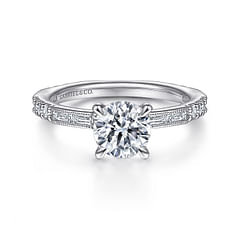 Luca - Art Deco 14K White Gold Round Diamond Channel Set Engagement Ring