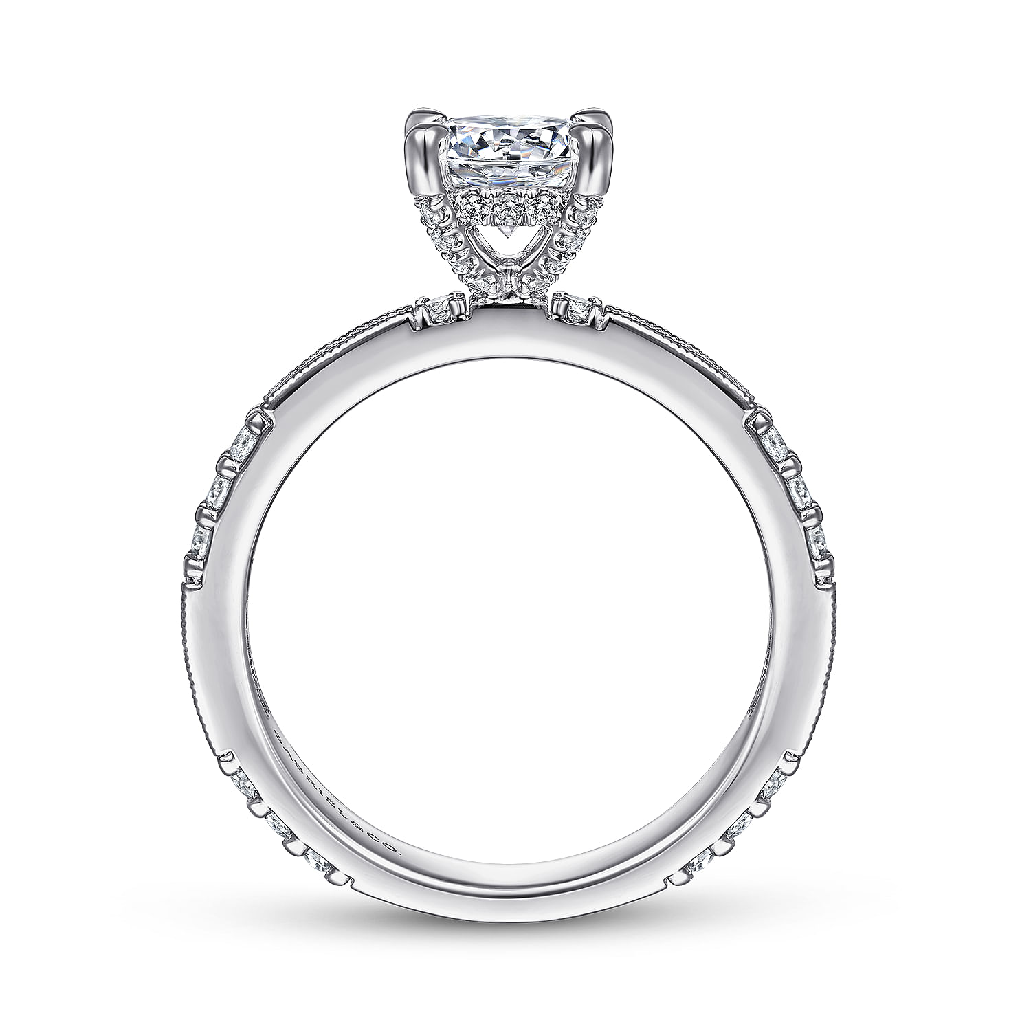 Luca - Art Deco 14K White Gold Round Diamond Channel Set Engagement Ring