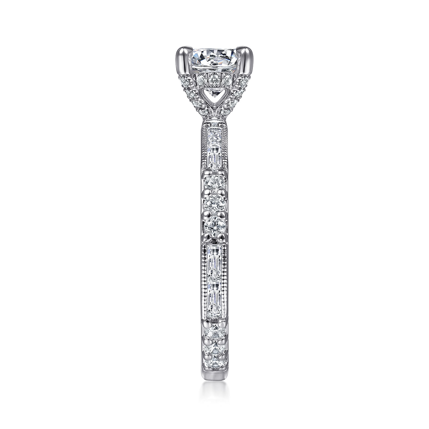 Luca - Art Deco 14K White Gold Round Diamond Channel Set Engagement Ring