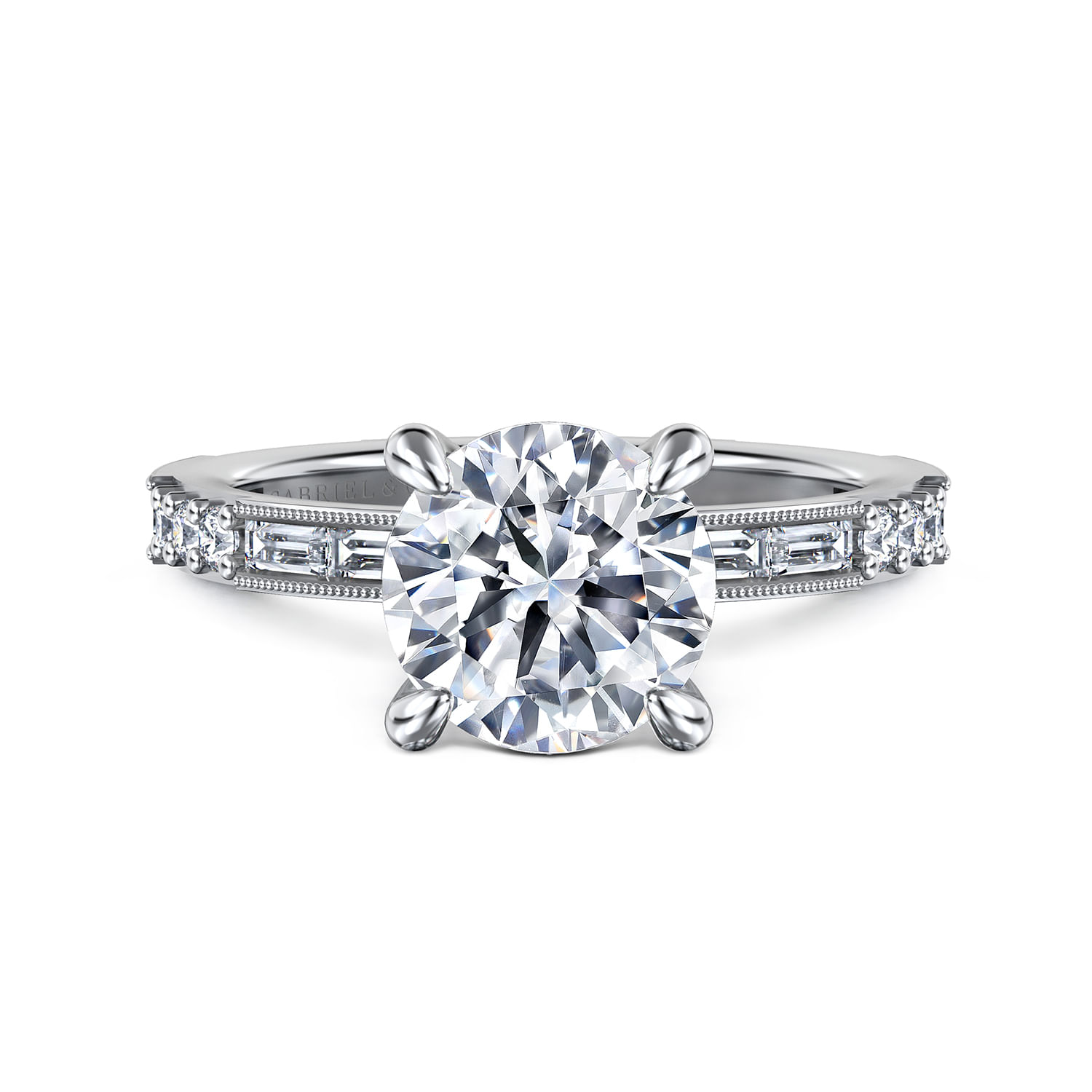 Luca - Art Deco 14K White Gold Round Diamond Channel Set Engagement Ring