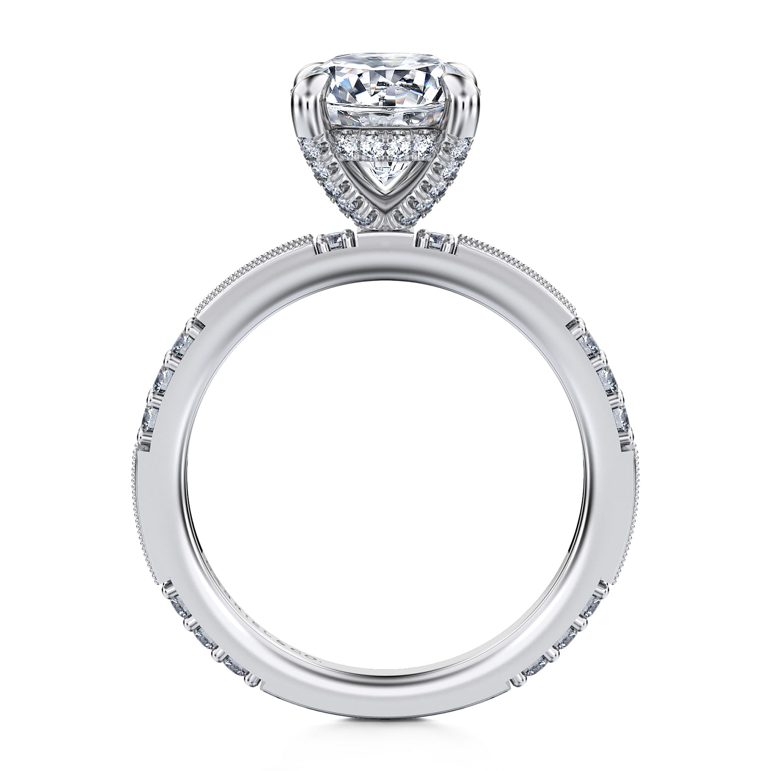 Luca - Art Deco 14K White Gold Round Diamond Channel Set Engagement Ring