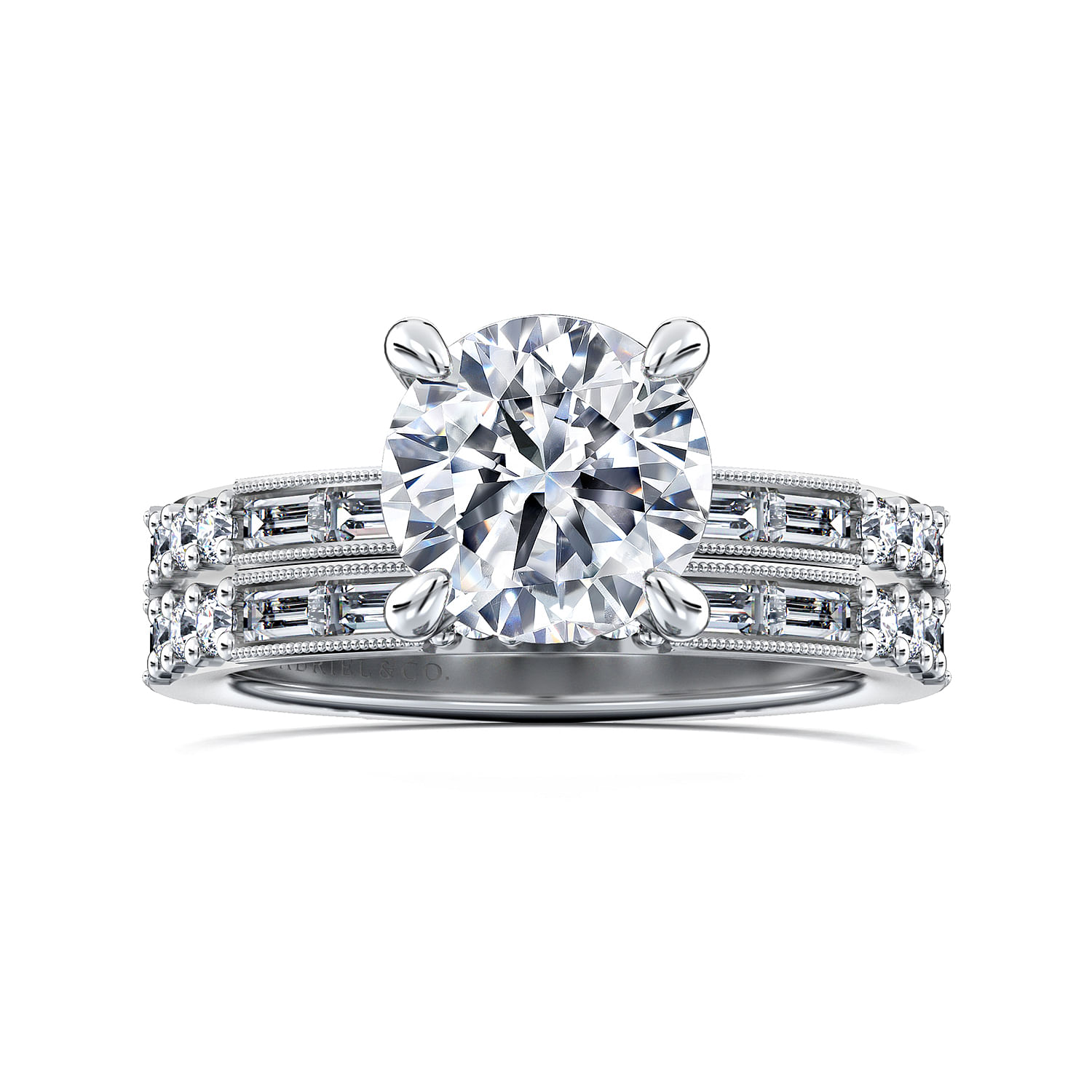 Luca - Art Deco 14K White Gold Round Diamond Channel Set Engagement Ring
